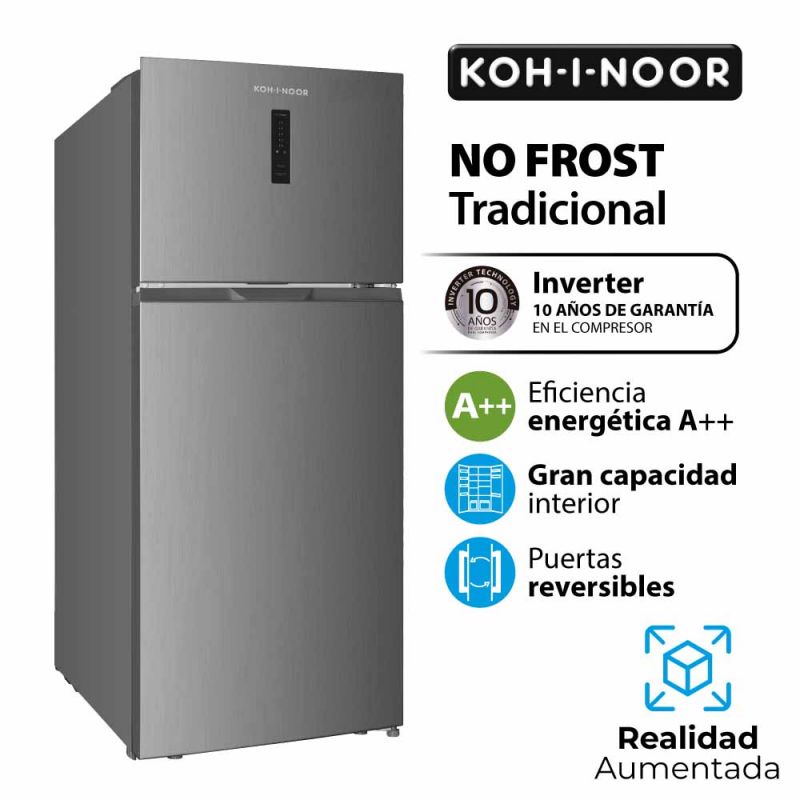 Heladera C/Freezer 571Lts KOH-I-NOOR KHDA57NI9 No Frost Inverter Inox