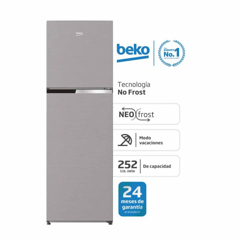 Heladera C/Freezer Beko RDNT271140XBN1AR 252Lts No Frost Inverter Inox
