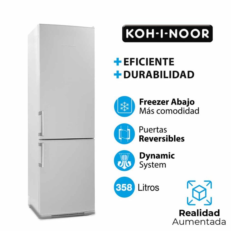Heladera C/Freezer Cíclica 325Lts KOH-I-NOOR KHG40/9 Super Frost Blanca