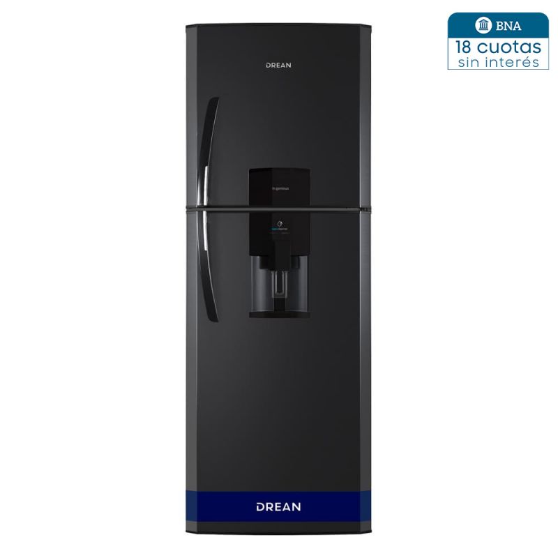 Heladera C/Freezer Cíclica 392Lts Drean HDR400F11N C/Dispenser Black Steel