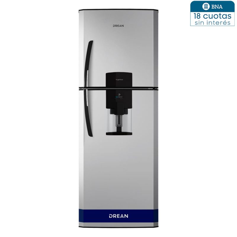 Heladera C/Freezer Cíclica 392Lts Drean HDR400F11S C/Dispenser Gris Aluminium