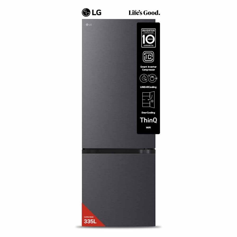 Heladera C/Freezer LG VB33BPM 335Lts Inverter Negro Mate