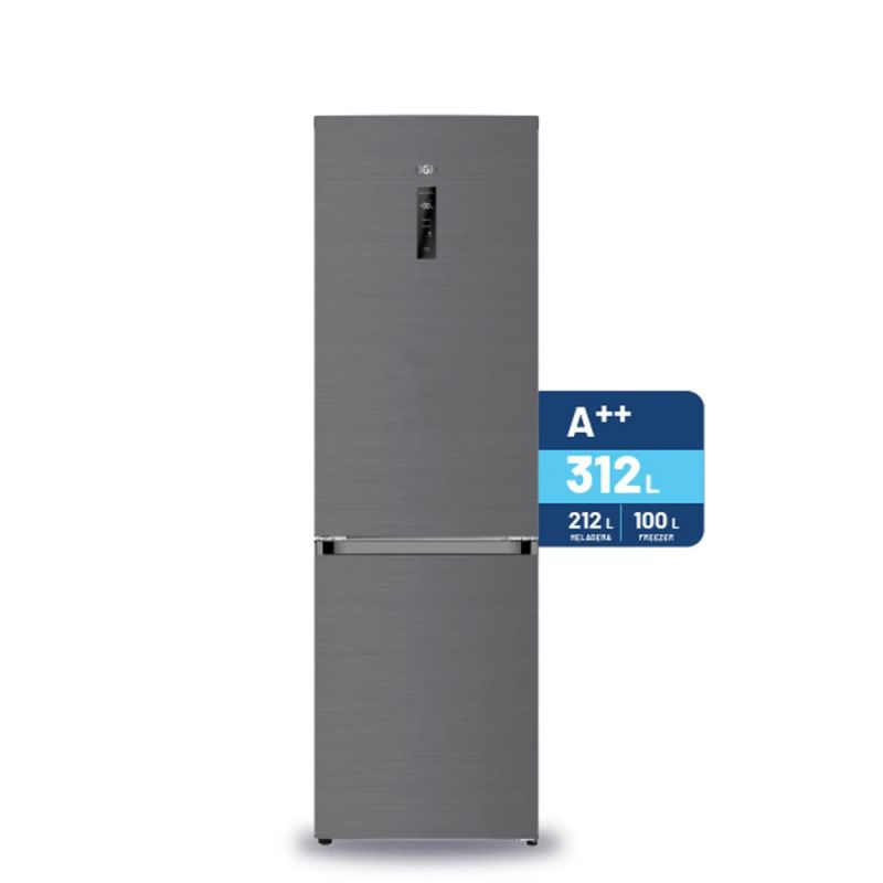 Heladera Combi C/Freezer BGH BRC310I2A 312Lts No Frost Inverter Dark Inox