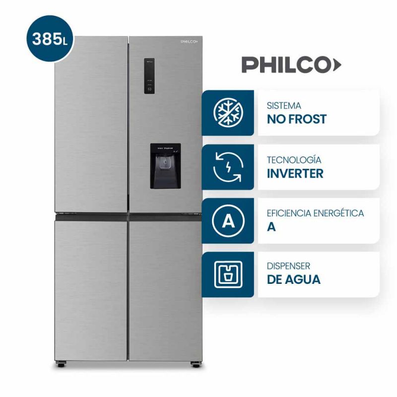 Heladera Side By Side Cross Door Slim 4 Puertas Philco PHSB470XD2 385Lts No Frost Inverter