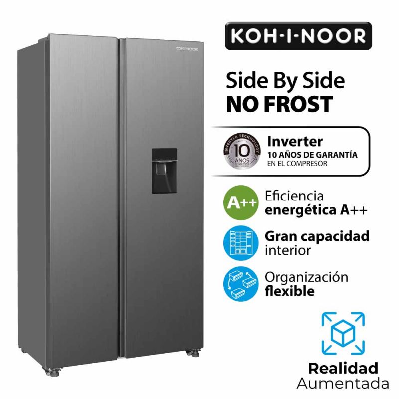 Heladera Side By Side KOH-I-NOOR KHSA47NI/9 469Lts No Frost Inverter Inox