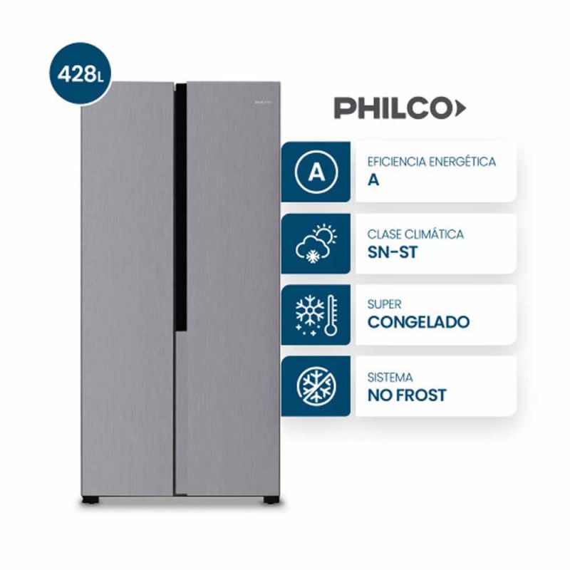 Heladera Side By Side Philco PHSB450X 428Lts No Fros Inox
