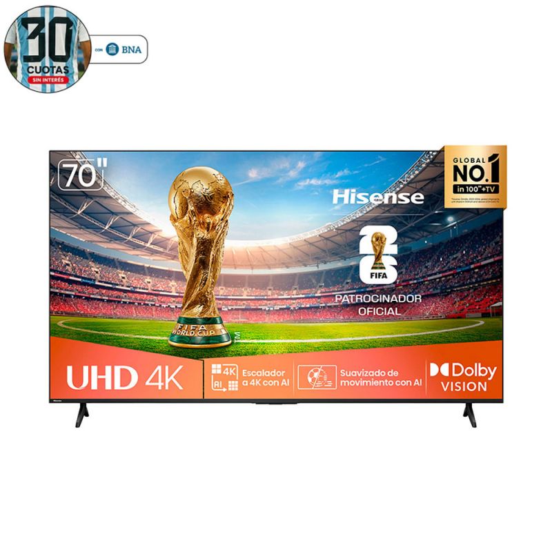 Smart TV 70" Hisense 4K UHD 70A6NV VIDAA OS Negro