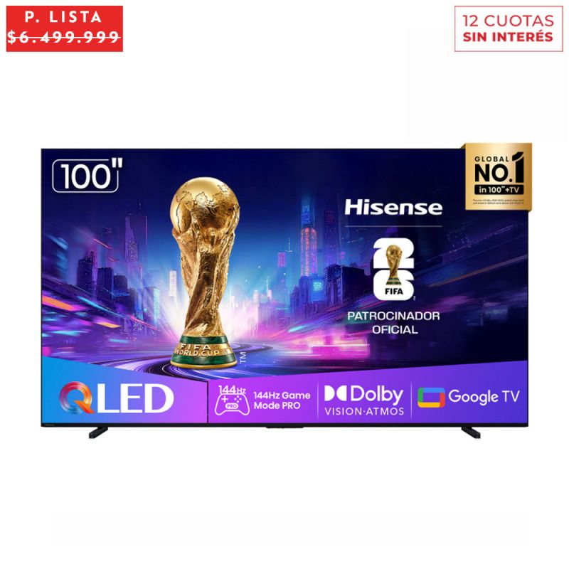 Smart TV 100" Hisense QLED 4K 100Q7QG Google TV Negro
