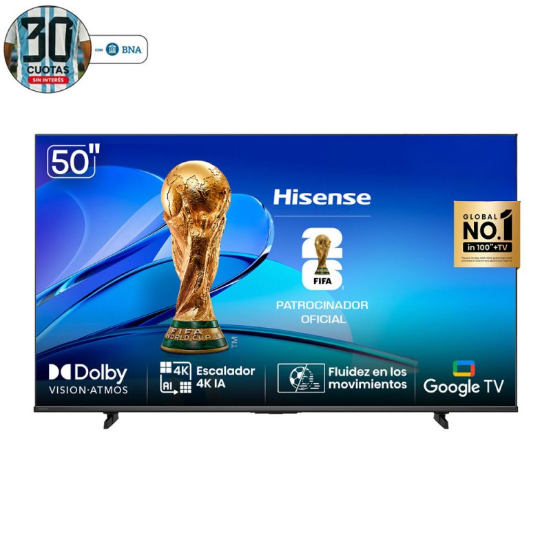 Smart TV 50" Hisense QLED 4K 50Q6N Google TV Negro