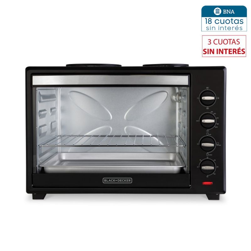 Horno Eléctrico 62Lt Black & Decker TO6000-AR Doble Anafe Negro