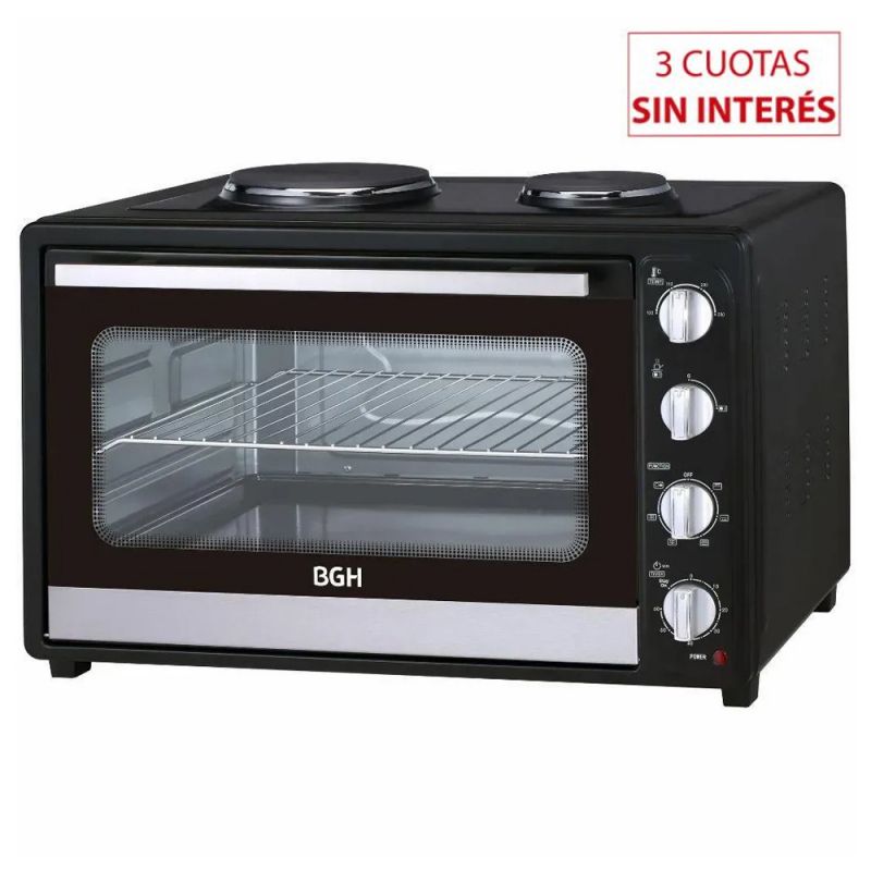 Horno Eléctrico 64Lts BGH BHE64M20A Doble Anafe Negro