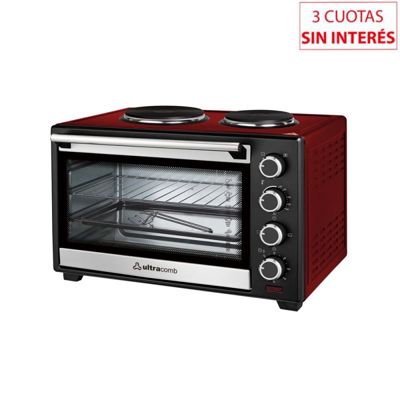 Horno Eléctrico 50Lt Ultracomb UC-50AC Doble Anafe Rojo
