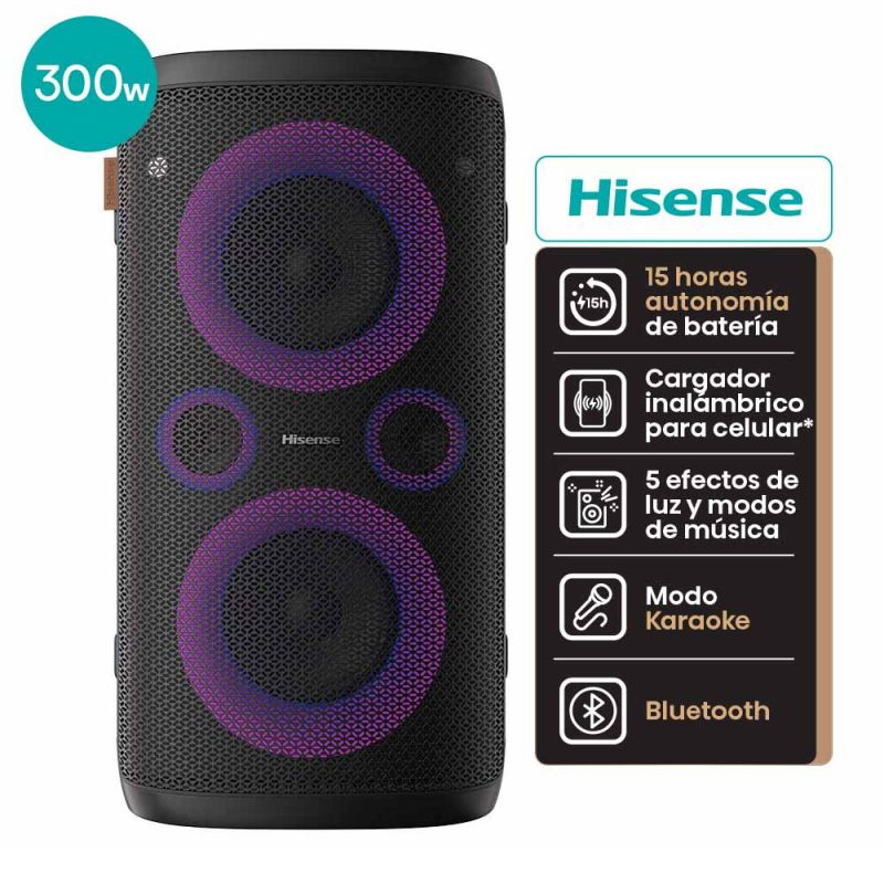 Sistema de Audio Bluetooth Hisense Party Rocker One HP100 Negro