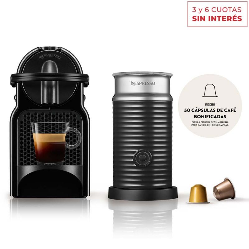 Cafetera Nespresso Inissia Black + Aero A3D40-AR-BK-NE (I319549)