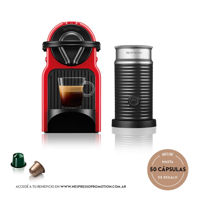Cafetera Nespresso INISSIA Red + Aeroccino I319648