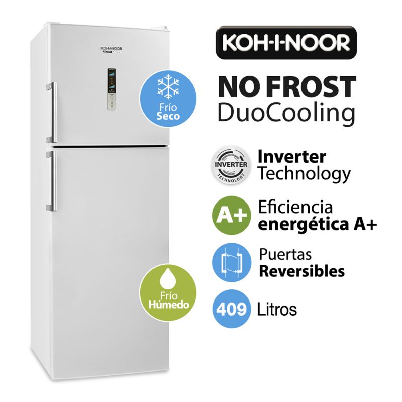 Heladera C/Freezer 388Lts KOH-I-NOOR KHD42DI/9 No Frost DuoCooling Inverter Blanco