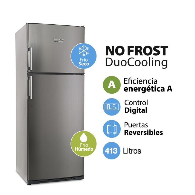 Heladera C/Freezer 388Lts KOH-I-NOOR KHDA41D/8-KDAN41 No Frost DuoCooling Inox