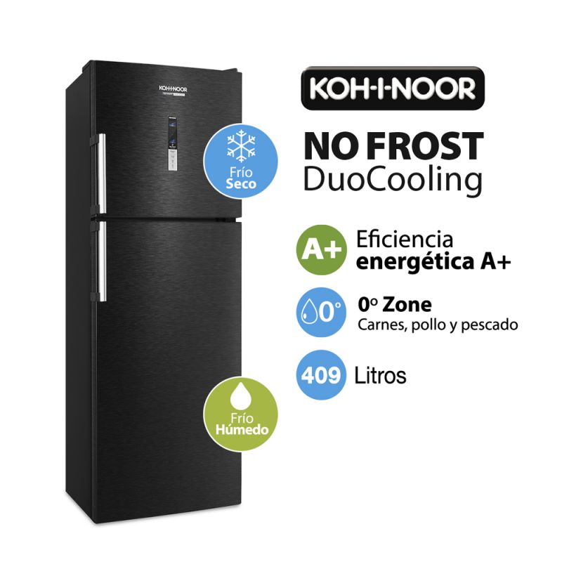 Heladera C/Freezer 388Lts KOH-I-NOOR KHDF42D/8 No Frost DuoCooling Negro