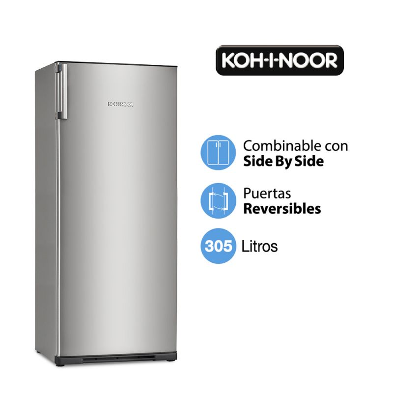 Heladera 300Lts KOH-I-NOOR KHHA30/8 Inox ¡Combinable! Armá Tu Side By Side