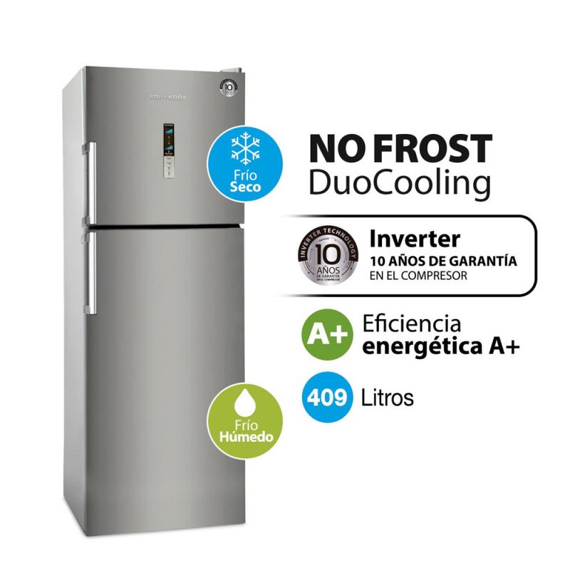 Heladera C/Freezer 388Lts KOH-I-NOOR KHDA42DI/10 No Frost DuoCooling Inverter Acero