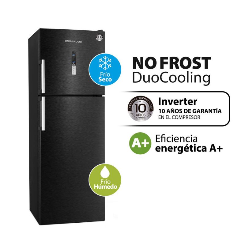 Heladera C/Freezer 370Lts KOH-I-NOOR KHDF42DI/10 No Frost DuoCooling Inverter Negro