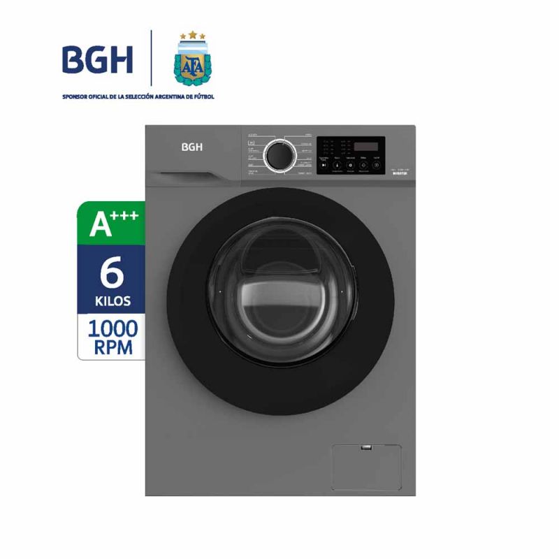 Lavarropas Automático BGH BWFE06S24AR 6Kg 1000rpm Inverter Silver