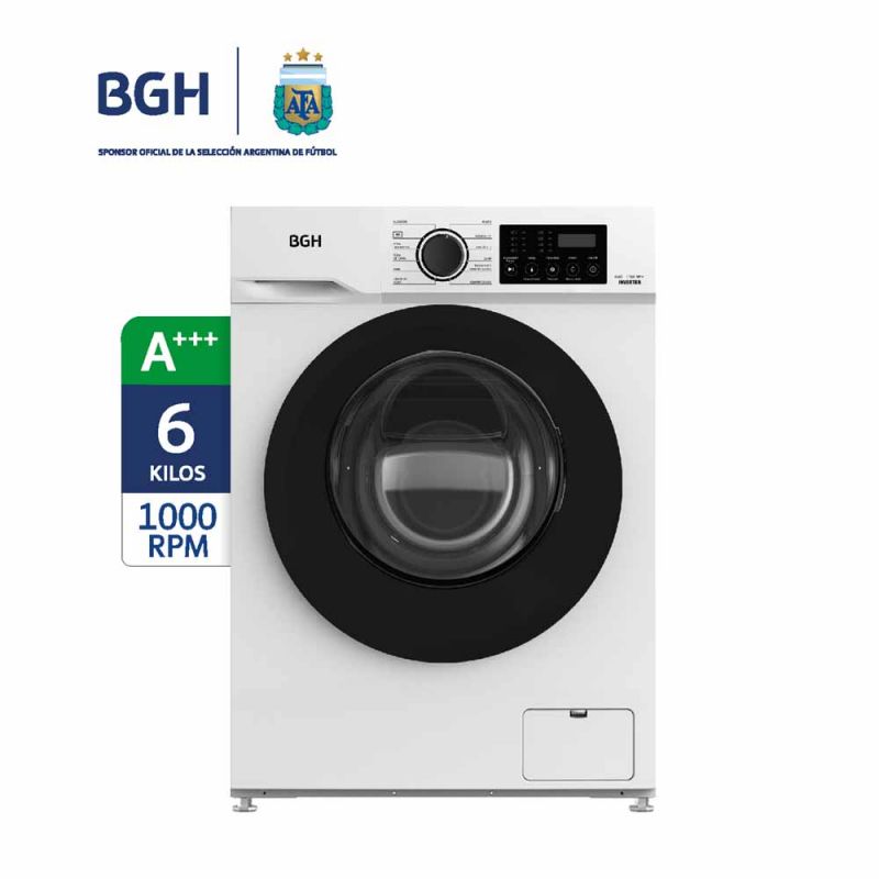 Lavarropas Automático BGH BWFE06W24AR 6Kg 1000rpm Inverter Blanco
