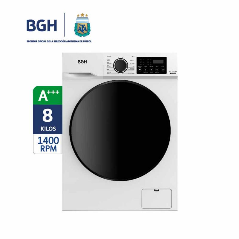 Lavarropas Automático BGH BWFE08W24AR 8Kg 1400rpm Inverter Blanco