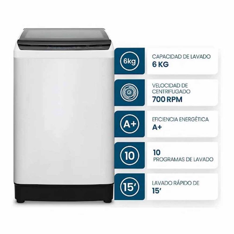 Lavarropas Automático C/Superior Philco PHCS802B2 6Kg 700Rpm Blanco