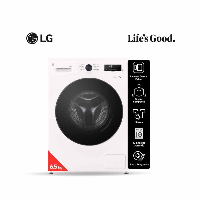 Lavarropas Automático LG WM65GWVFS6 6,5Kg 1200RPM Inverter Direct Drive Blanco
