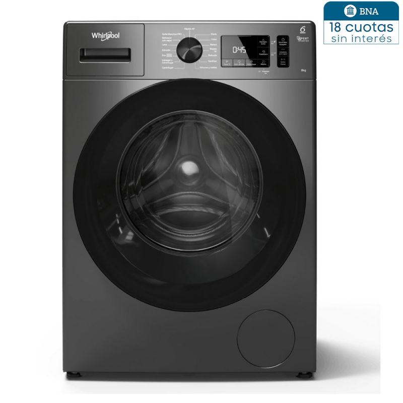 Lavarropas Automático Whirlpool WNQ80AS 8Kg 1200rpm Inverter Titanium