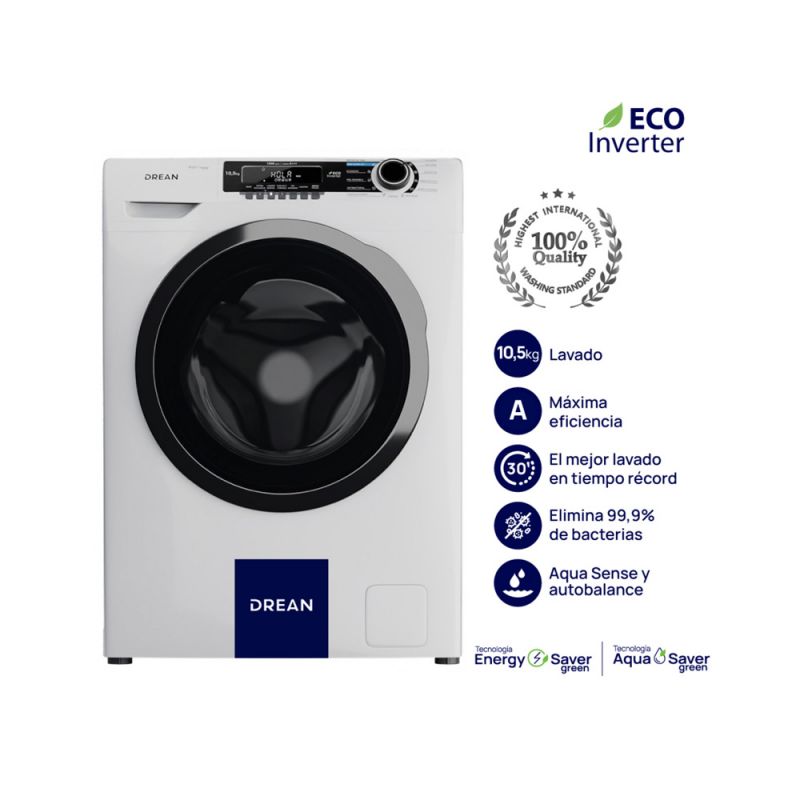 Lavarropas Automático Drean LCFDR1012SB0 10.5Kg 1200rpm Eco Inverter Blanco