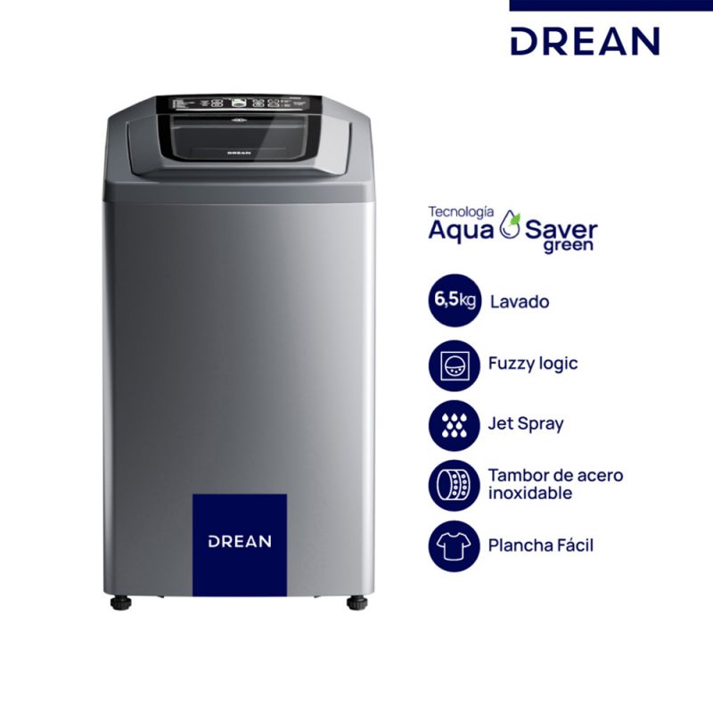 Lavarropas Automático C/Superior Drean LSDR0680TS0 6.5Kgs 800RPM Gris