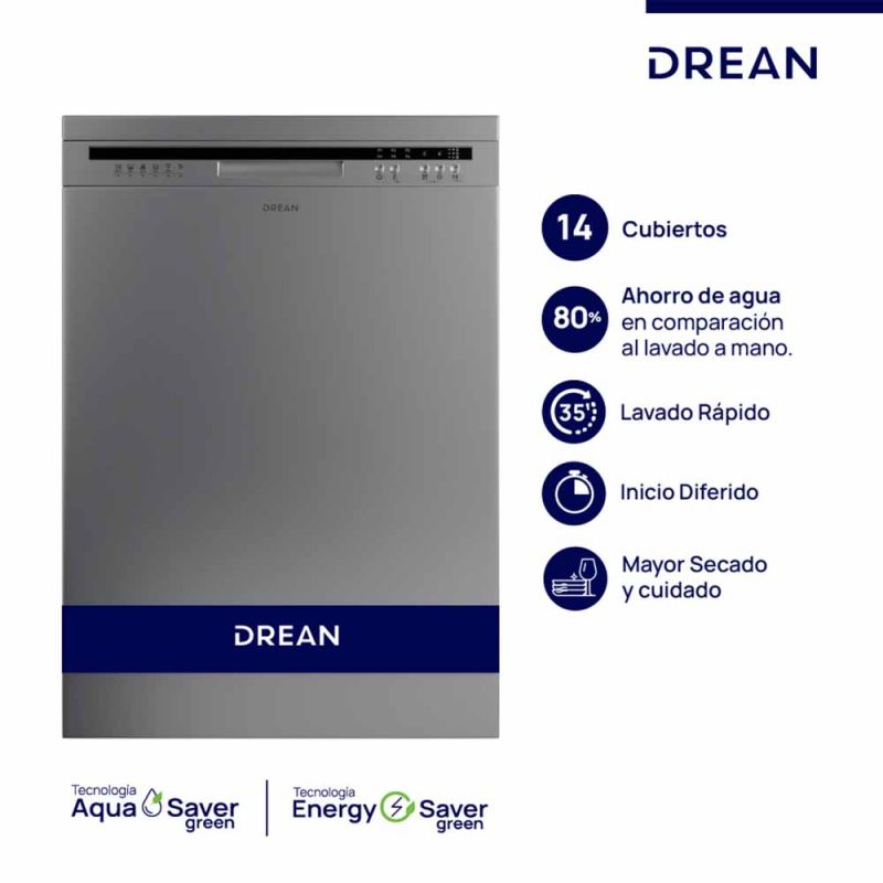 Lavavajillas 14 cubiertos Drean LVDR1406CI0 Inox 