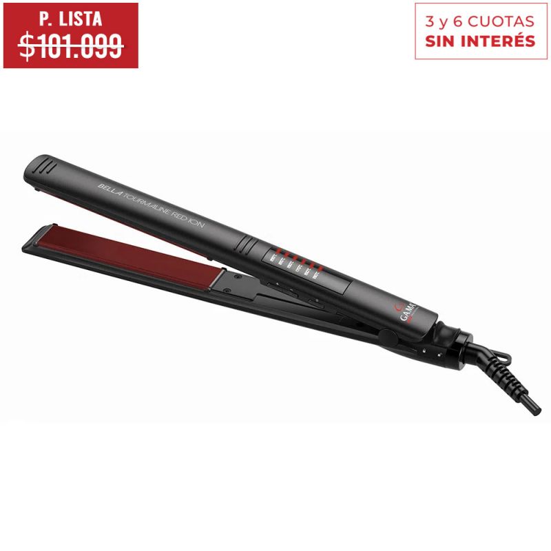 Plancha de cabello GAMA Elegance LED Bella Tourmaline Red Ion
