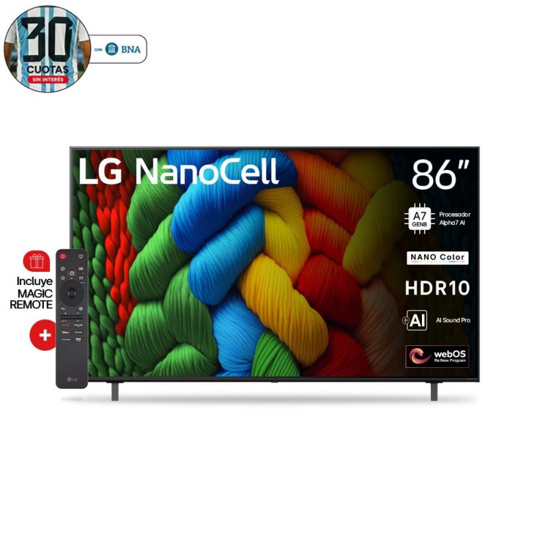 Smart TV 86" LG 4K NanoCell 86NANO80TSA ThinQ AI