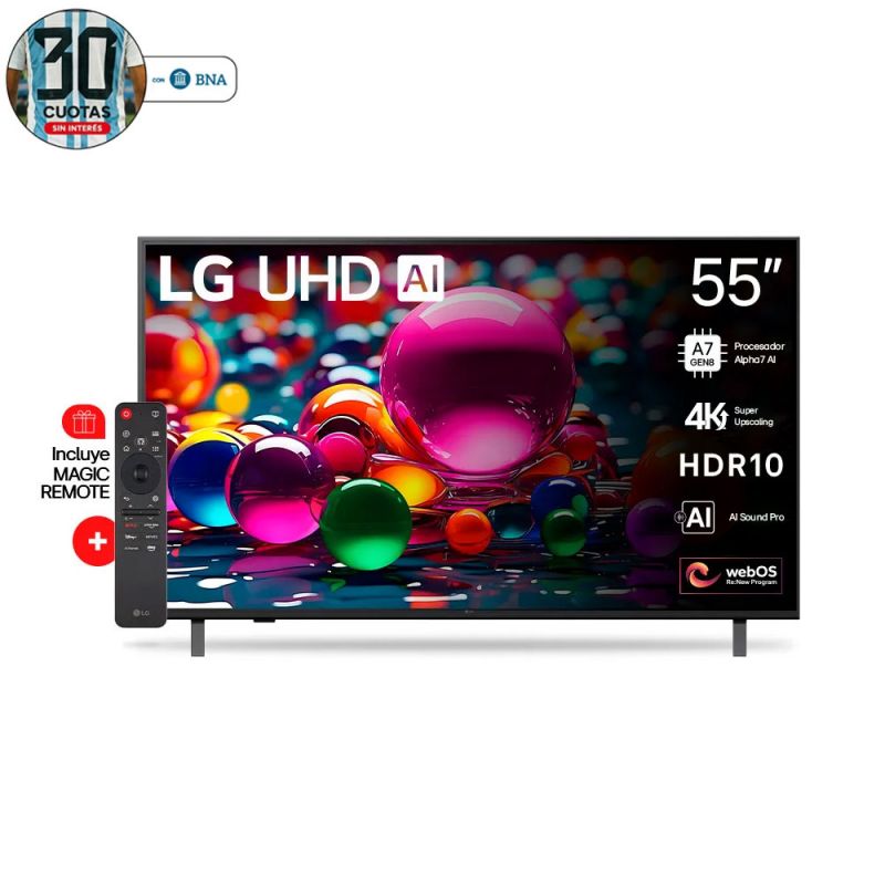 Smart TV 55" LG 4K UHD 55UA8050PSA Alpha 7 AI Negro