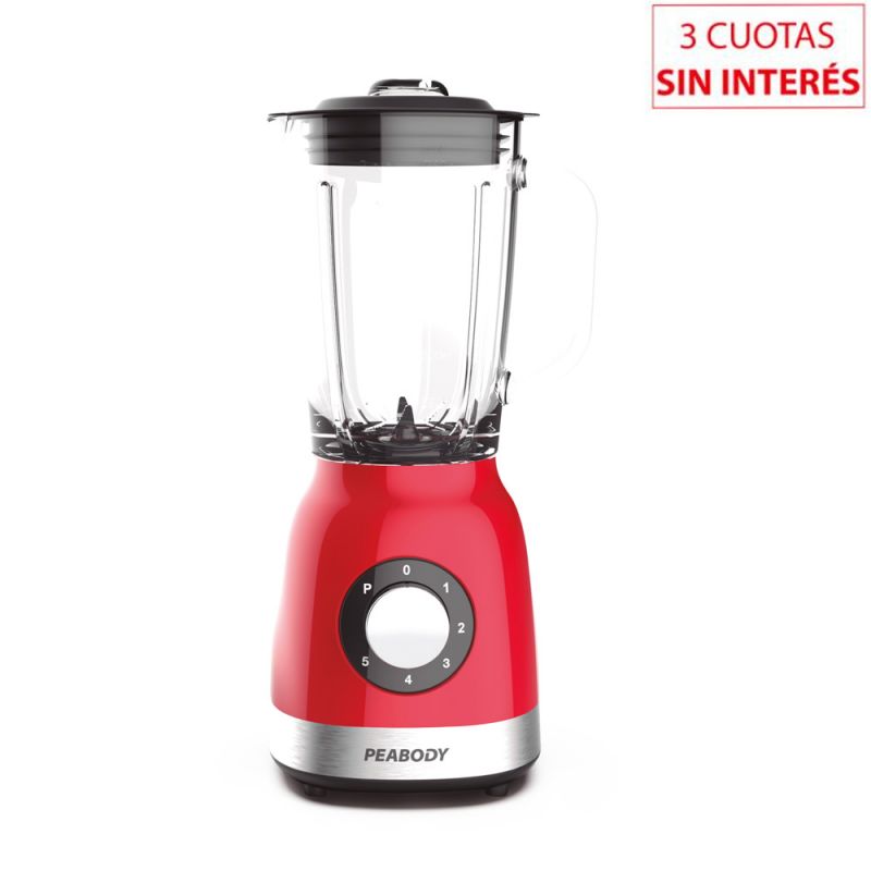 Licuadora Peabody PE-LN1210RM 1200W Jarra de Vidrio Rojo