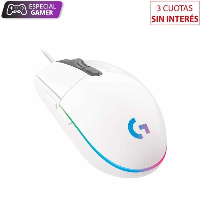 Mouse Óptico Gamer Logitech Lightsync G203 / 5794 Blanco