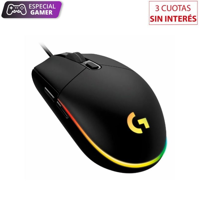 Mouse Óptico Gamer Logitech Lightsync G203 / 5793 Negro