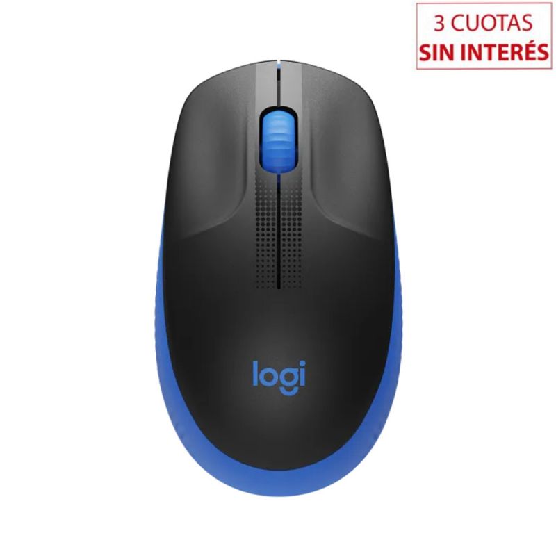 Mouse Inalámbrico Grande Logitech M190 Negro con Azul