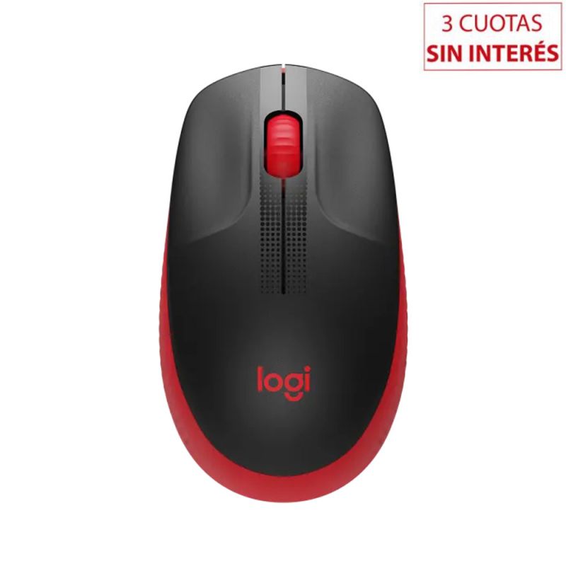 Mouse Inalámbrico Grande Logitech M190/5904 Negro con Rojo