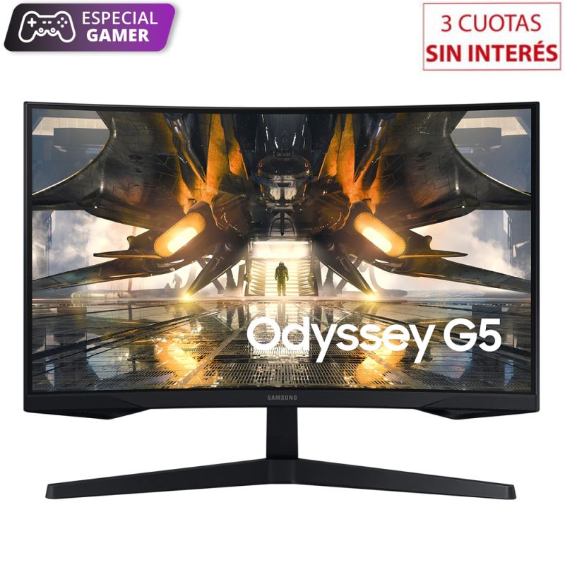 Monitor Curvo Gamer 27" Samsung Odyssey G5 LS27AG550ELX WQHD Negro