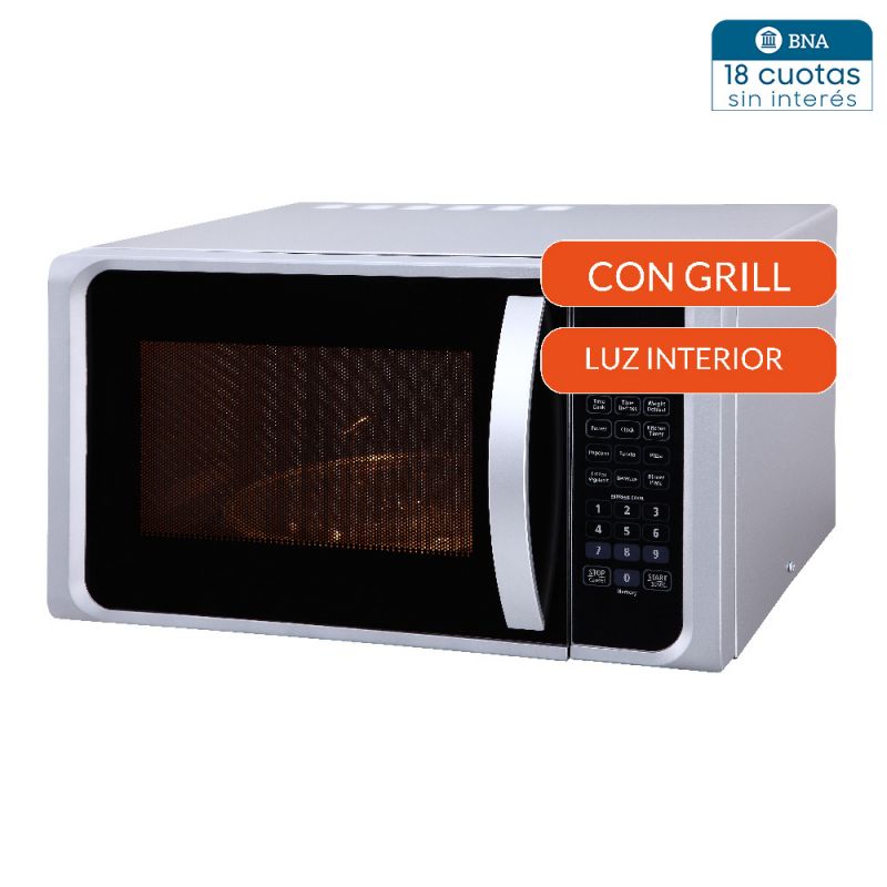 Microondas 23Lts Warptech WT-M823LDS C/Grill Silver
