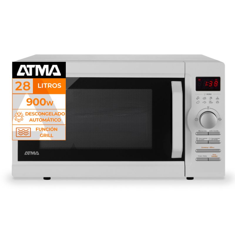 Microondas 28Lts Atma MD1728GN Digital C/Grill Blanco
