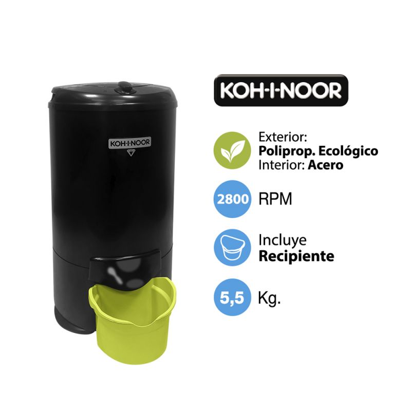 Secarropas Centrífugo 5.5Kg KOH-I-NOOR N-755/ECO Negro