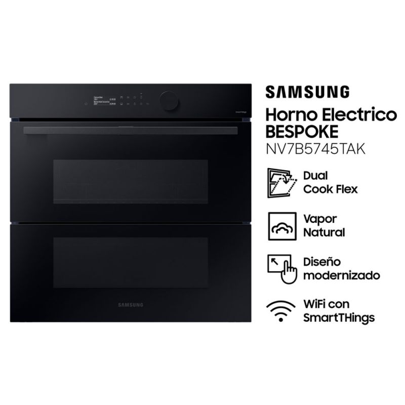 Horno Eléctrico De Empotrar 59.5cm Samsung Dual Cook Flex NV7B5745TAK/BG WiFi Negro