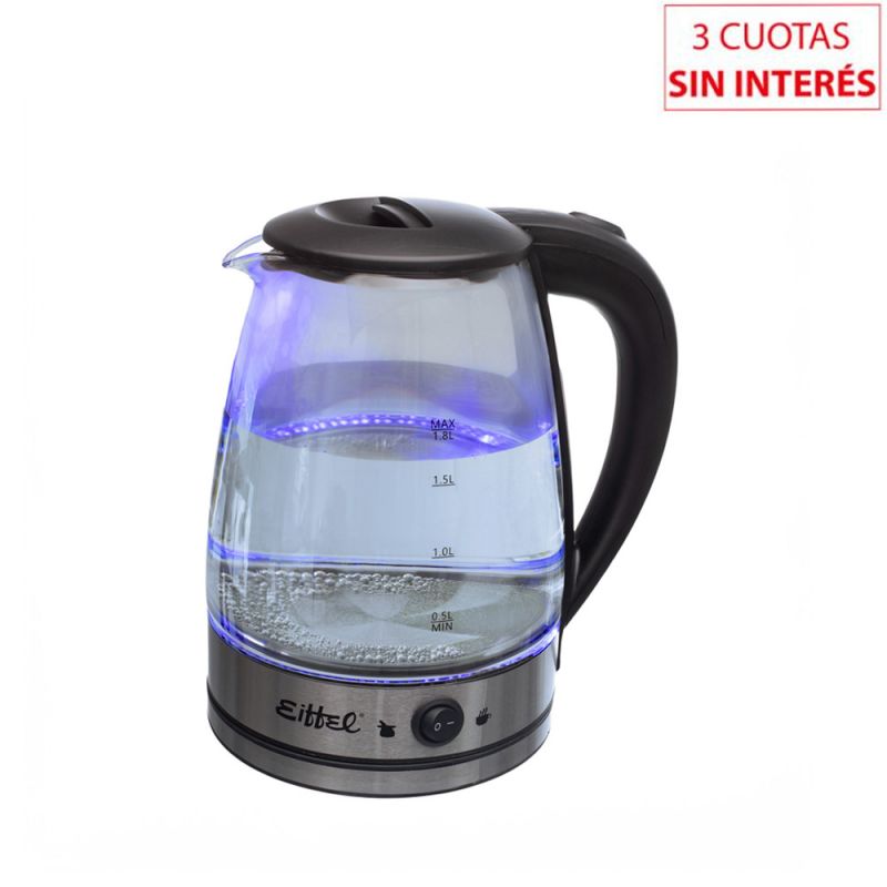 Pava Eléctrica corte Mate y Café Eiffel E-605 Vidrio Templado