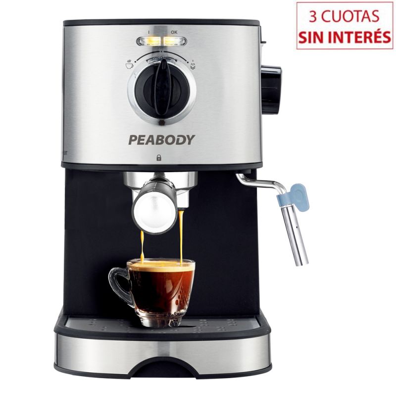 Cafetera Express Peabody PE-CE4601IX 15Bar con Espumador Negro con Inox