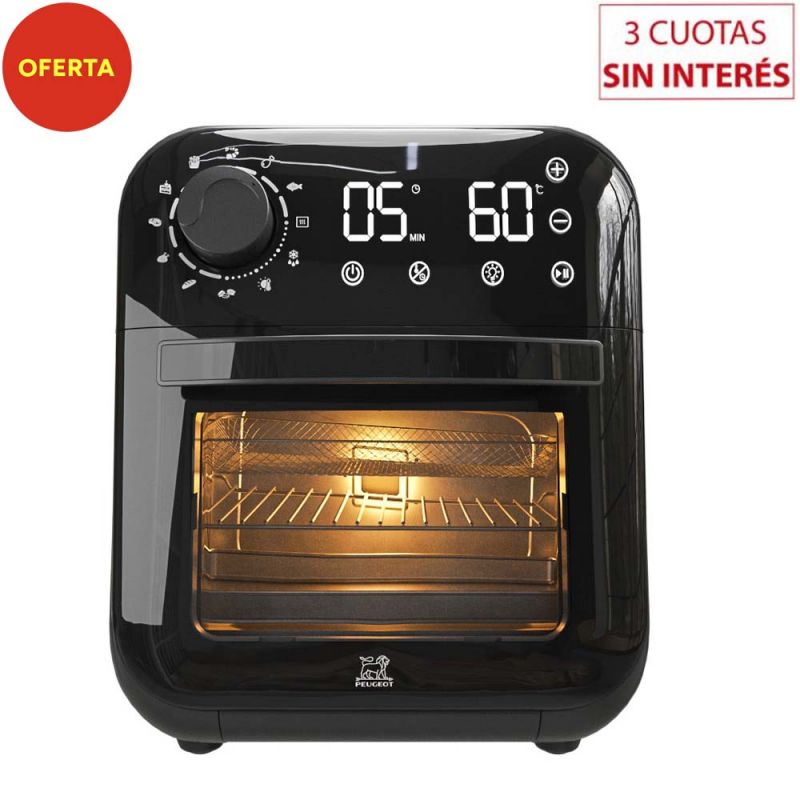 Freidora de Aire + Horno Eléctrico 11.6Lts Peugeot Poitiers PN-EO251 Negro
